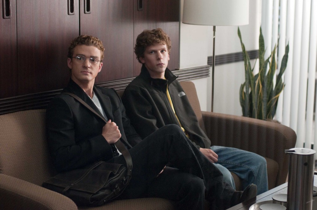 Justin Timberlake, left, and Jesse Eisenberg in Columbia Pictures' "The Social Network."