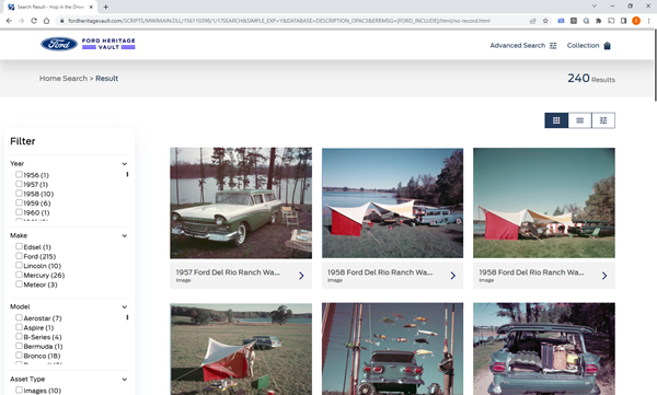 Ford Heritage Vault Home Page Search Screen