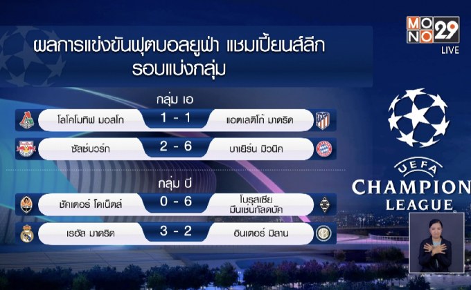 ผลการแข่งขันฟุตบอลยูฟ่า แชมเปี้ยนส์ลีก 04-11-63
