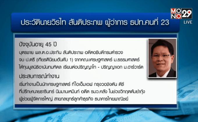 ครม.ไฟเขียว “วิรไท สันติประภพ” นั่งเก้าอี้ผู้ว่าการ ธปท.