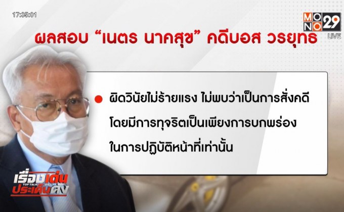 ชงคณะกรรมการอัยการชี้”เนตร นาคสุข”อดีตรองอัยการสูงสุด ผิดวินัยไม่ร้ายแรง ไม่สั่งฟ้อง “บอส อยู่วิทยา”