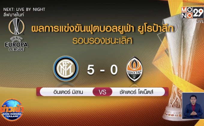 ผลการแข่งขันฟุตบอลยูฟ่า ยูโรป้าลีก รอบรองชนะเลิศ 18-08-63