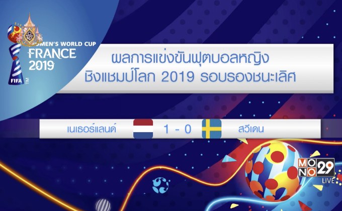 ผลการแข่งขันฟุตบอลหญิงชิงแชมป์โลก 2019 04-07-62