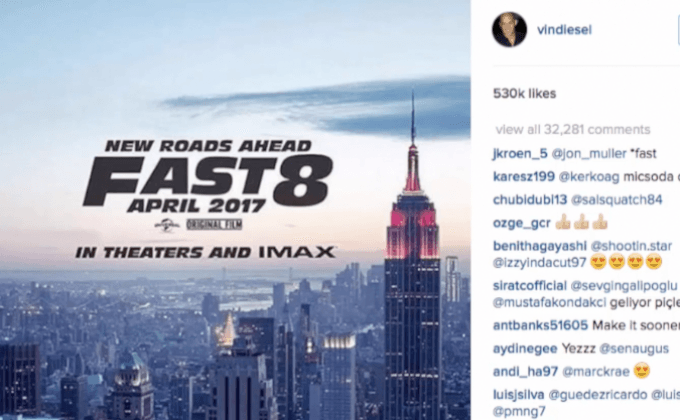 “วิน ดีเซล” ส่งโปสเตอร์แรก พร้อมชื่อ Fast 8 ภาคใหม่แฟรนไชส์เร็วทะลุนรก