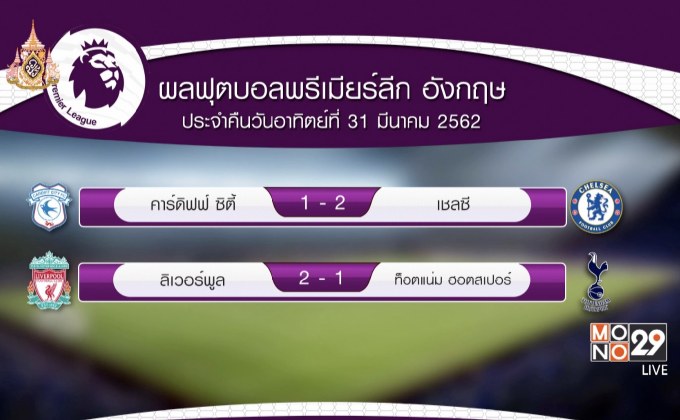 ผลฟุตบอลพรีเมียร์ลีก อังกฤษ