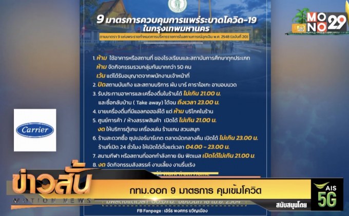 กทม.ออก 9 มาตรการ คุมเข้มโควิด