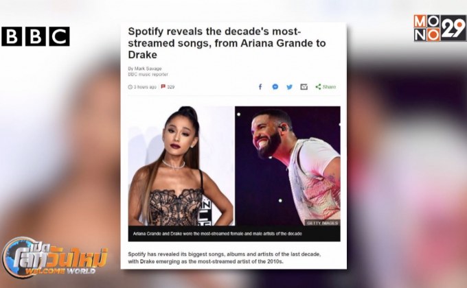 “สปอติฟาย” เผยชื่อเพลงถูกสตรีมมากสุดแห่งทศวรรษ