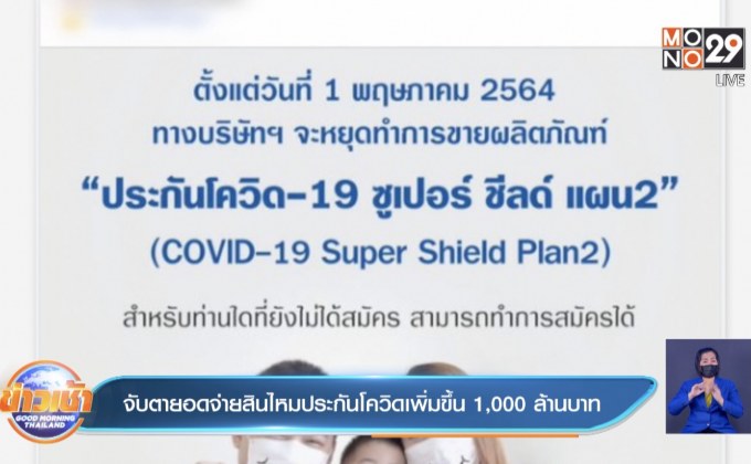 จับตายอดจ่ายสินไหมประกันโควิดเพิ่มขึ้น 1,000 ล้านบาท