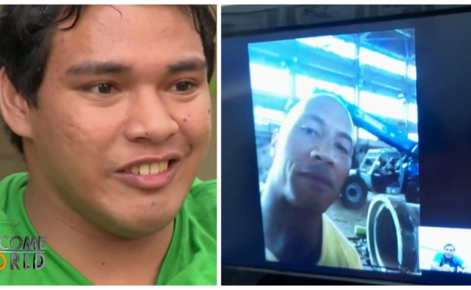 “เดอะร็อค” คุยเฟซไทม์กับผู้พิการทางสมอง