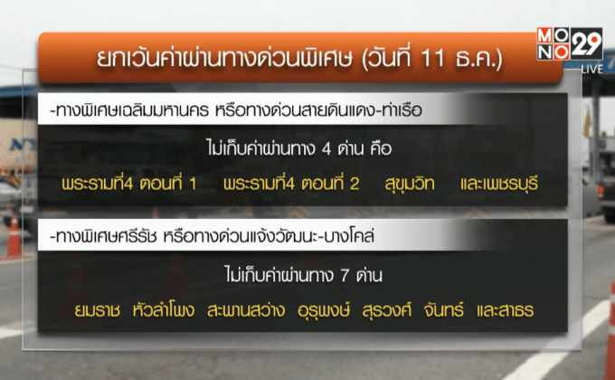 ไม่เก็บค่าทางด่วน เฉลิมมหานคร-ศรีรัช “ปั่นเพื่อพ่อ”