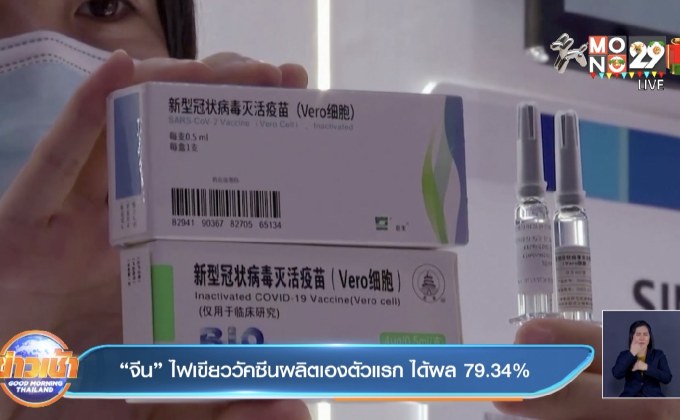 ‘จีน’ ไฟเขียววัคซีนผลิตเองตัวแรก ได้ผล 79.34%