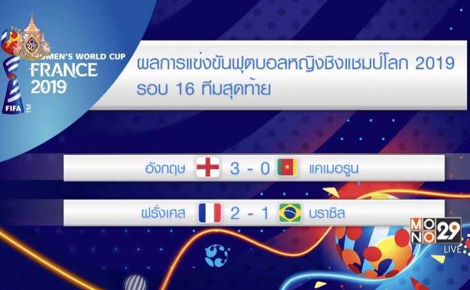 ผลการแข่งขันฟุตบอลหญิงชิงแชมป์โลก 2019