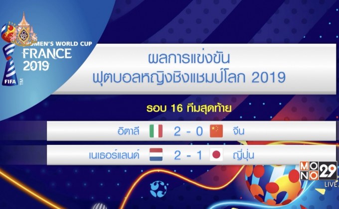 ผลการแข่งขันฟุตบอลหญิงชิงแชมป์โลก 2019