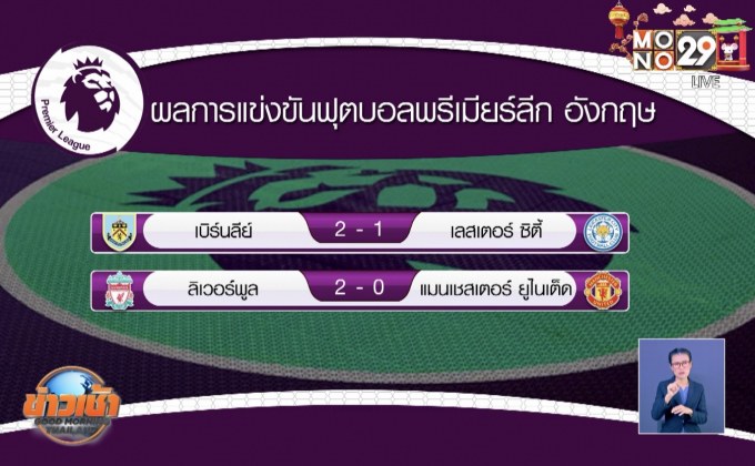 ผลการแข่งขันฟุตบอลพรีเมียร์ลีก อังกฤษ