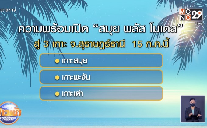 รัฐพร้อม เปิด “สมุย พลัส โมเดล” 15 ก.ค.นี้