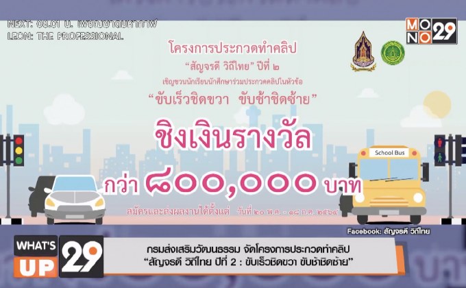 กรมส่งเสริมวัฒนธรรม จัดโครงการประกวดทำคลิป  “สัญจรดี วิถีไทย ปีที่ 2 : ขับเร็วชิดขวา ขับช้าชิดซ้าย”