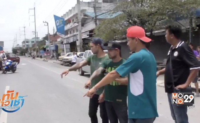 คุมตัวคนร้ายไล่ยิงคู่อริกลางถนน ทำแผนฯ