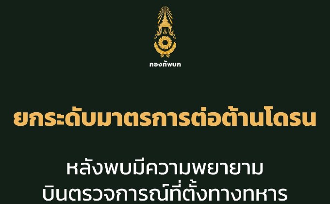 กองทัพประกาศยกระดับมาตรการป้องกันโดรน ไฟเขียว Soft Kill / Hard Kill